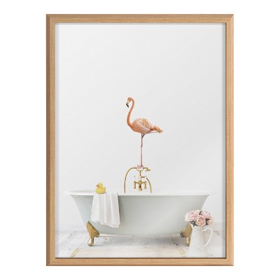 Blake Flamingo Cottage Bathroom Framed Glass Art Print