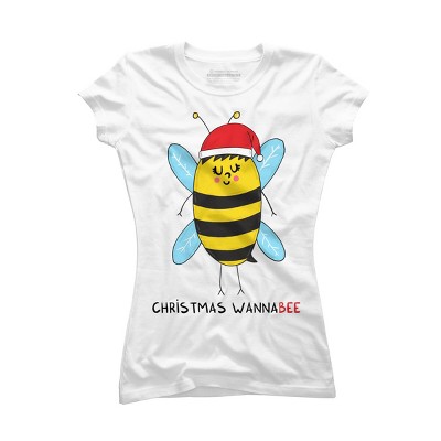 Junior's Design By Humans Christmas WannaBEE By adrianserghie T-Shirt