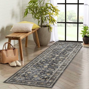 Long Hallway Runners Boho Abstract Runner Rug Vintage Distressed Floral Soft Throw Carpet Runner for Entryway Foyer Kitchen - 1 of 4