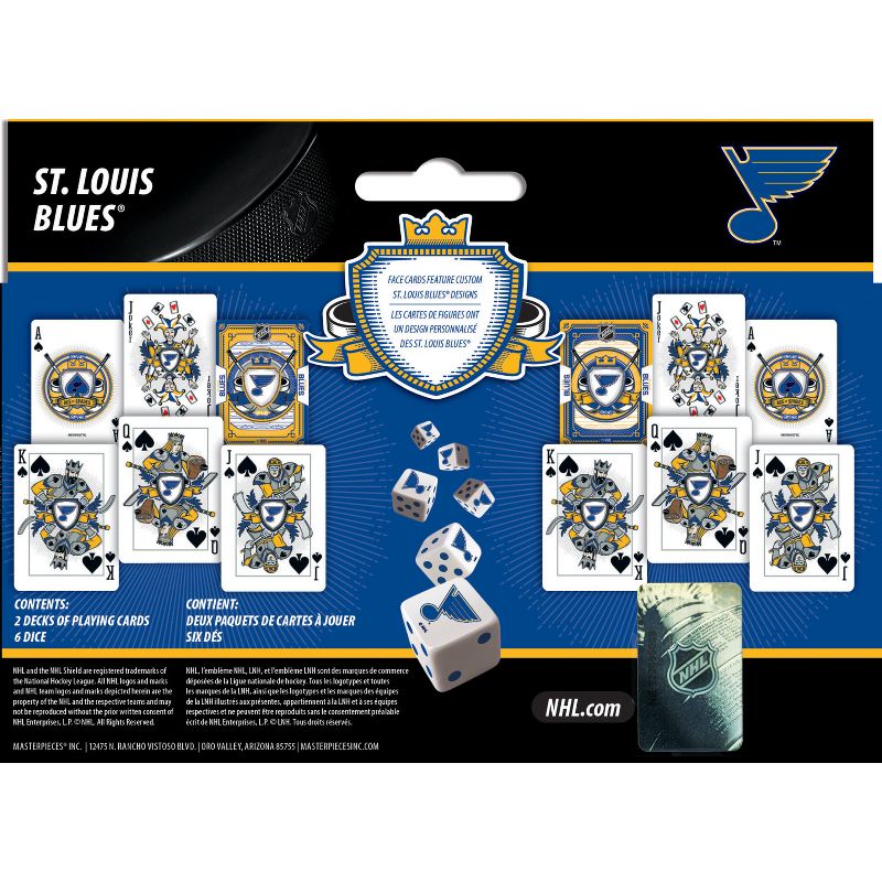 MasterPieces Officially Licensed NHL St. Louis Blues 2-Pack Playing cards & Dice set for Adults, 4 of 6