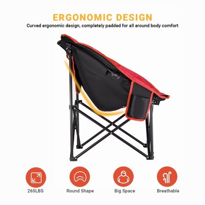 KingCamp Oversized Black and Red Folding Saucer Camping Chair