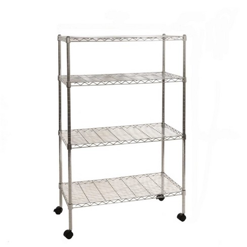 Seville Classics 30 X14 X48 4 Tier Steel Wire Shelving With Wheels Chrome Target