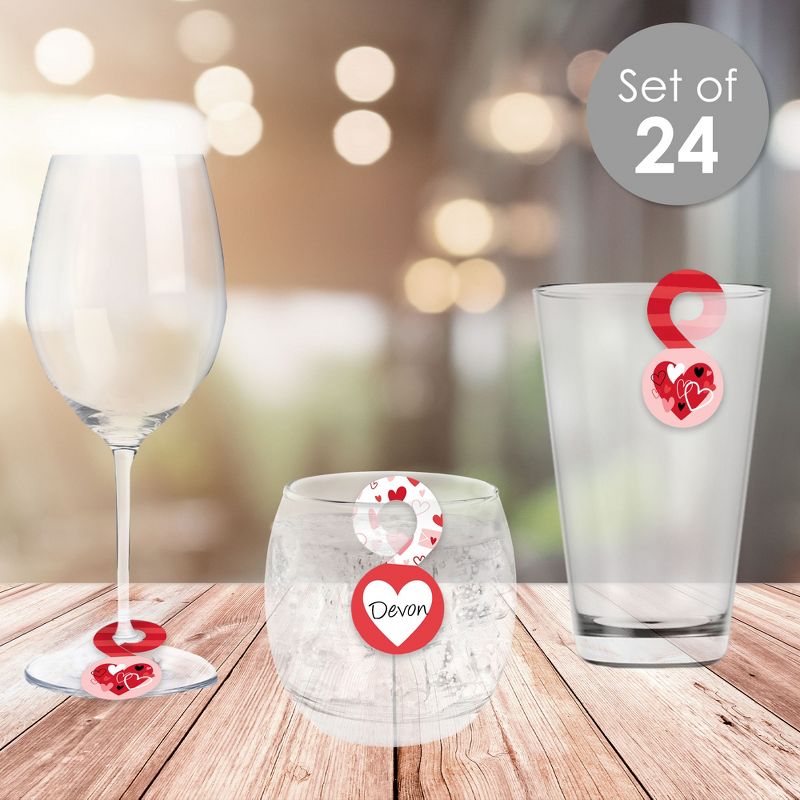 Big Dot of Happiness Happy Valentine’s Day - Valentine Hearts Party Paper Beverage Markers for Glasses - Drink Tags - Set of 24, 3 of 10