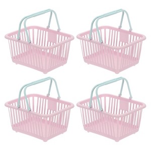 Unique Bargains Plastic Grocery Shopping Toy Organizing Mini Decorative Baskets 6.3" x 3.5" x 5.1" 4 Pcs - 1 of 4