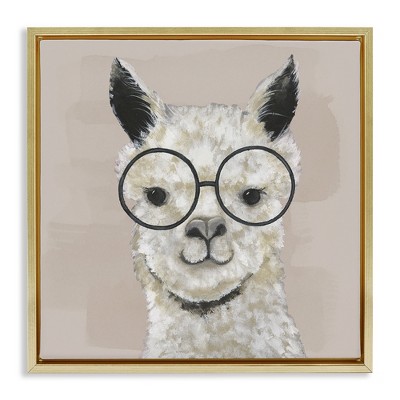 Stupell Industries Happy Alpaca Glasses Portrait, 25" x 25"