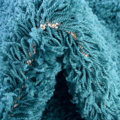 Deep Aqua Blue Rectangular Shag Indoor Area Rug
