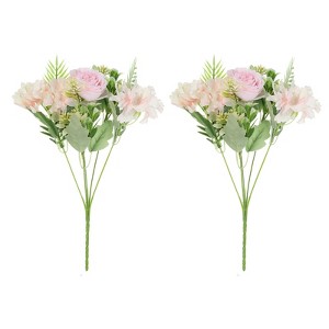 Unique Bargains Home Wedding Decoration Branch Silk Artificial Peony Hydrangea with Stem 2 Pcs - 1 of 4