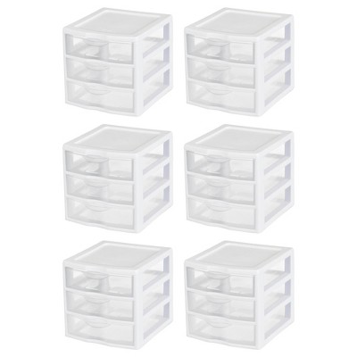 6 Sterilite 20738006 Small Compact Countertop 3 Drawer Desktop Storage Unit