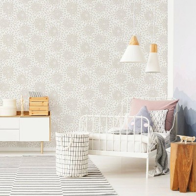 Beige Floral Self-Adhesive Vinyl Peel & Stick Wallpaper Roll