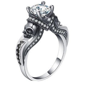 Chasity Engagement Ring Women Black Skulls Goth Punk Style Ginger Lyne Collection - 1 of 4