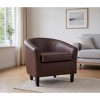 Accent Chairs Faux Leather Barrel Chairs Club Armchairs with Soft Seat for Living Room Bedroom Reading Waiting Room - 4 of 4