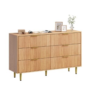 28"/56" WideFluted Dresser for Bedroom with 3/6 Drawers, Wooden Chest of Drawers with Metal Handle & Feet - 1 of 4