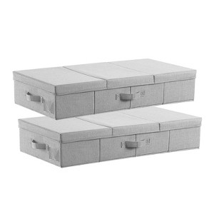 VEVOR Under Bed Storage with Lids, 31.7 x 15.9 x 6.1 Inch, 48L Large Underbed Clothes Storage Containers,Drawer Shoe Organizer Bins Box,2 Pack,Gray - 1 of 4