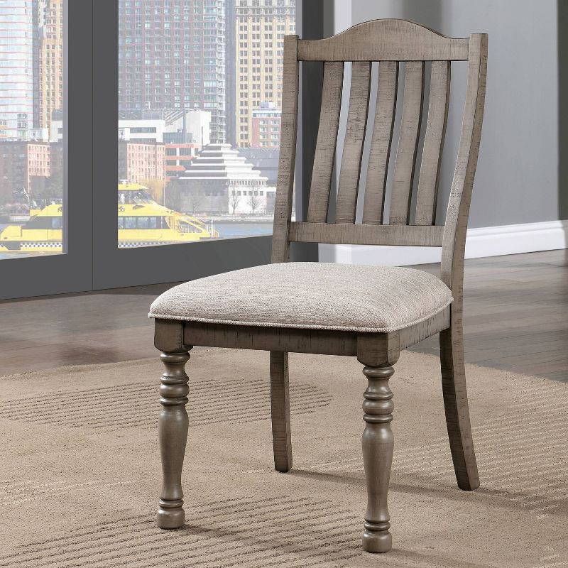 HOMES: Inside + Out Set of 2 Stargleam Transitional Padded Seat Dining Chairs Antique Gray, 3 of 7