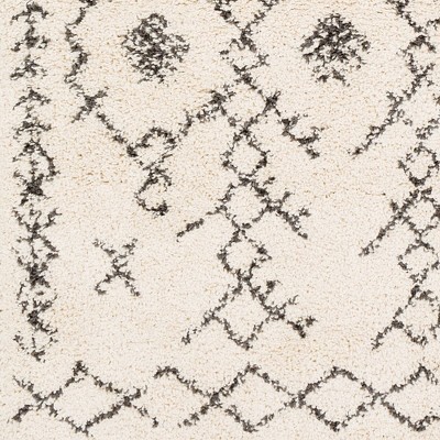 Hand-Knotted Charcoal Gray Geometric Round Fur Rug