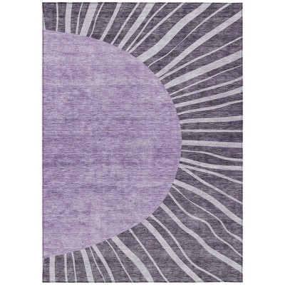 Purple Eggplant And Lavender Abstract Washable Indoor Outdoor Area Rug