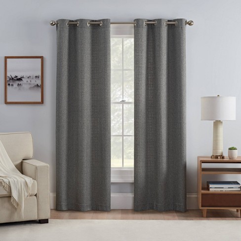 100% Blackout Panels Heavy Thick Grommet Bay Window Curtain 1 Set CHARCOAL 95" 