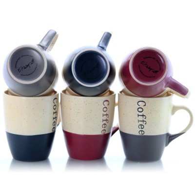 Beige Ceramic Rustic 12oz Mug Set with Stand