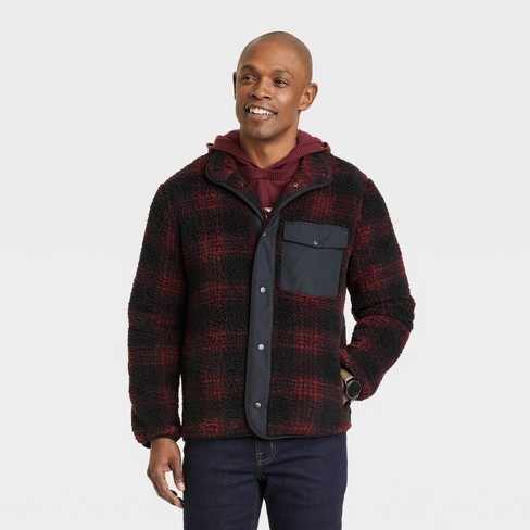 Men's High Pile Fleece Faux Fur Jacket - Goodfellow & Co™ Red : Target