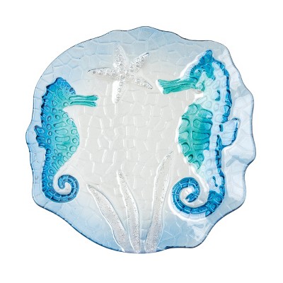 Beachcombers Seahorse Glass Plate