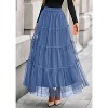 Tulle Skirts for Women 2025 Fall Fashion Elastic High Waisted Fairy Tiered Flowy A-Line Casual Maxi Long Skirt Grey Blue - 4 of 4
