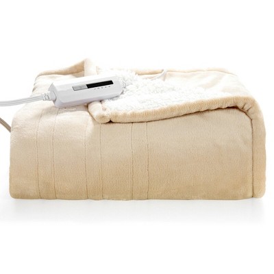Costway 60''x50'' Electric Heated Throw Blanket Flannel & Sherpa Double-sided Flush