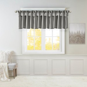 TopComfy Curtain Panels Faux Silk Valance Elegant Beaded Window Curtain Soft Faux Silk Fabric Decorative Curtain for Home, Gray, 1.7"*10.04"*7.09" - 1 of 4