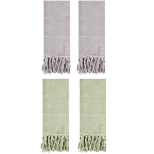 REGALWOVEN Solid Cotton Bathroom Hand Towel with Tassel 4 Pack - 1 of 4