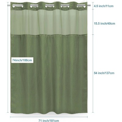 LunaLulinlk No Hook Fabric Shower Curtain with Snap Lining