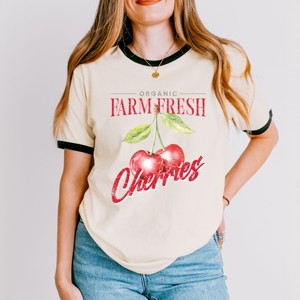 Simply Sage Market Farm Fresh Cherries Watercolor Ringer Tee - 1 of 4