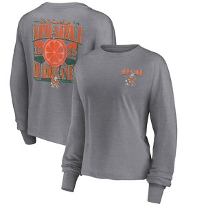 NCAA Miami Hurricanes Women's Gray Long Sleeve T-Shirt - 1 of 3