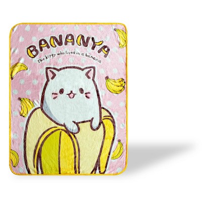 Just Funky Bananya The Banana Cat Large Anime Fleece Throw Blanket | 60 x 45 Inches