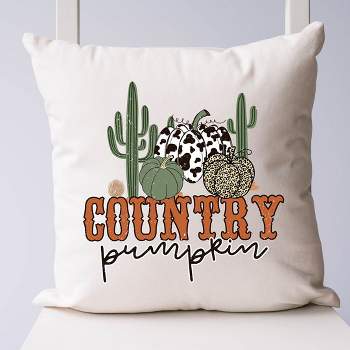 City Creek Prints Country Pumpkin Cactus Canvas Pillow Cover - Natural