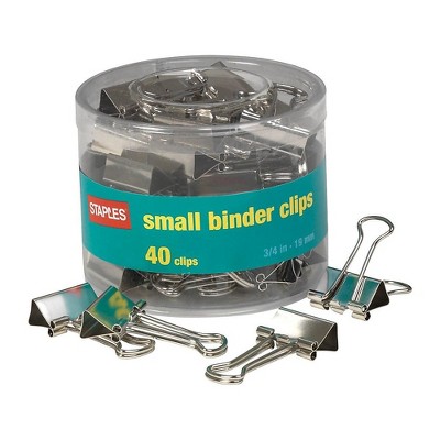 Staples Small Satin Silver Metal Binder Clips 3/4" Size with 3/8" Capacity 481323
