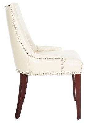 Elegant Cream Leather Upholstered Parsons Side Chair with Birch Wood Legs