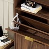 AENKYO Tall Shoe Cabinet with 3 Flip-Door Drawers - Modern Shoe Storage Organizer with Adjustable Shelf, Countertop, Walnut Finish - 3 of 4