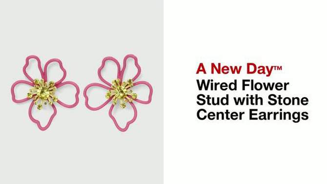 Wired Flower Stud with Stone Center Earrings - A New Day™, 2 of 5, play video