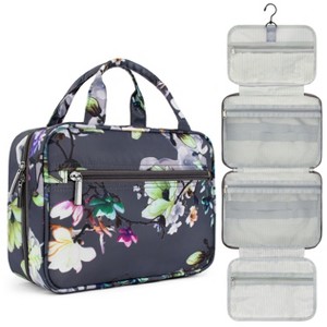 PAVILIA Hanging Toiletry Bag Travel Women Men, Foldable Cosmetic Organizer, Water Resistant Makeup Accessories Essentials Kit - 1 of 4