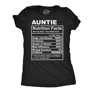 Womens Funny T Shirts Auntie Nutrition Facts Sarcastic Aunt Graphic Novelty Tee For Ladies - Crazy Dog Women's T Shirt Gift for Aunt - 1 of 4