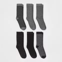 Women's Multipattern 6pk Crew Socks - A New Day™ Black 4-10