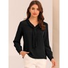 Allegra K Women's Long Sleeve Pleated Tie Neck Office Blouses - image 2 of 4