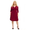 Rekucci Curvy Fit Plus Size Women's 3/4 Sleeve Tummy Control Dress – Flattering Surplice Neckline & Ruched Waist - 4 of 4