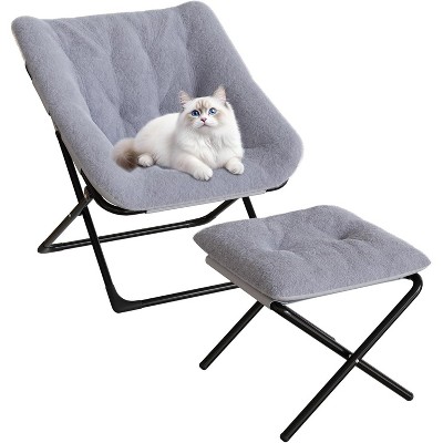 Comfy Saucer Chair, Foldable Living Room Chairs, Soft Faux Fur Lounge Chair for Bedroom,Reading Chairs for Adults,Kids(Brown)