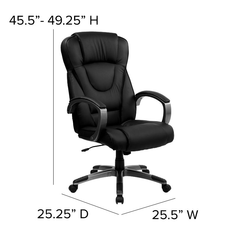 Flash Furniture High Back Black LeatherSoft Executive Swivel Office Chair with Titanium Nylon Base and Loop Arms, 4 of 11