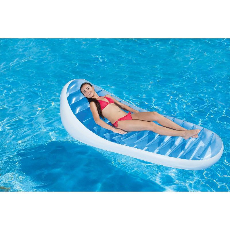Poolmaster Swimming Pool Float Contour Inflatable Mattress - Blue/White, 4 of 8
