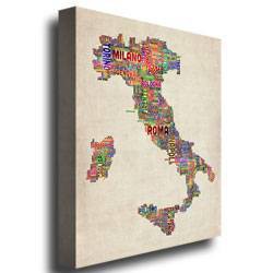 Italy II Multicolor Typography Map Canvas Art, 32" x 24"
