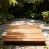 Outdoor Teak Coffee Table with Slatted Top and Metal Legs, Modern Patio Accent Table for Backyard, Deck or Porch - 3 of 4