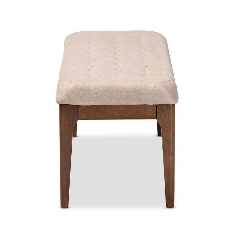Walsh Fabric Upholstered and Wood Ottoman - Baxton Studio, 3 of 9