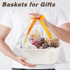 Itopfox Small Woven Gift Basket with Ribbon, Durable Storage Organizer for Baby Toys, Home Decor, and Office Supplies, Handles Included, White - 2 of 4