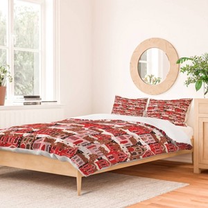 Deny Designs Full/Queen Cynthia Gingerbread Village Duvet Cover and Pillow Sham Pink - 1 of 4